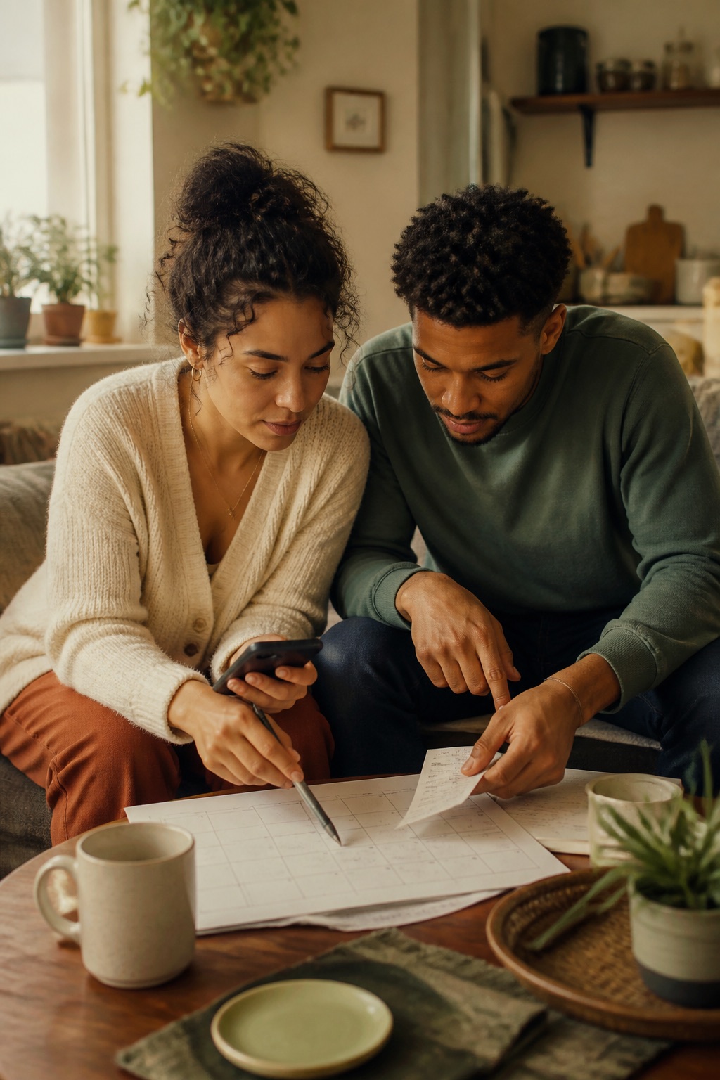 A couple making plans for their shared household